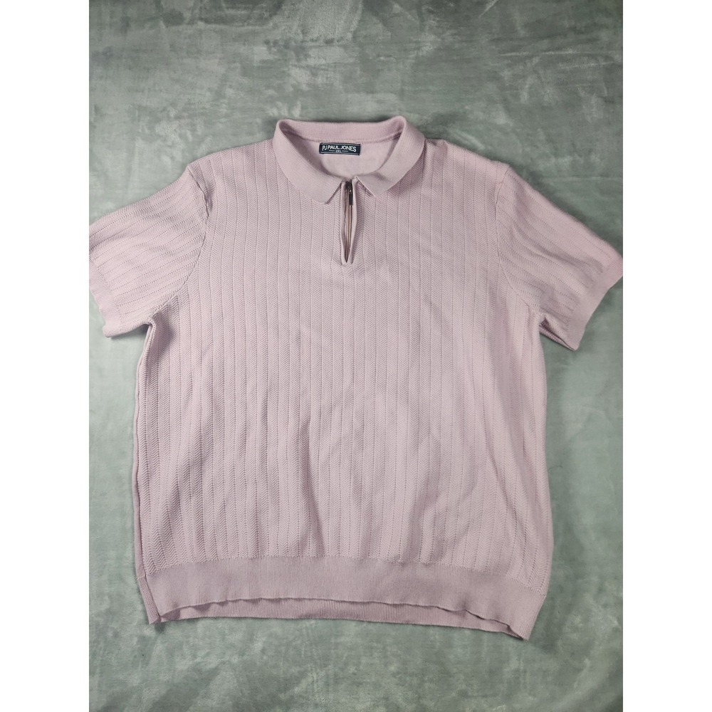Paul Jones‎ Polo Shirt Mens 2XL Lilac 1/4 Zip Sweater Pullover Short Sleeve